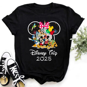 Funny Disney Trip 2025 Micky Minnie Print Women T Shirt Y2k Clothes Short Sleeve Summer Tees for Women